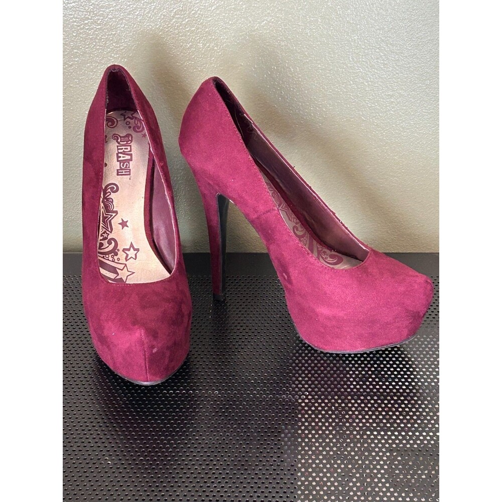Brash Faux Suede Stiletto High Heels Brandy Wine Color Sz 8